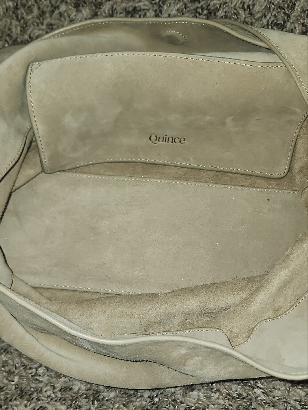 Quince Suede Slouchy Shoulder Bag Esme Sand Beige Boho Minimalist Quiet Luxury - Picture 11 of 11
